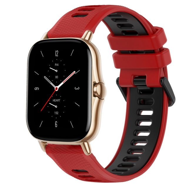 For Amazfit GTS 2 20mm Sports Two-Color Silicone Watch Band(Red+Black)