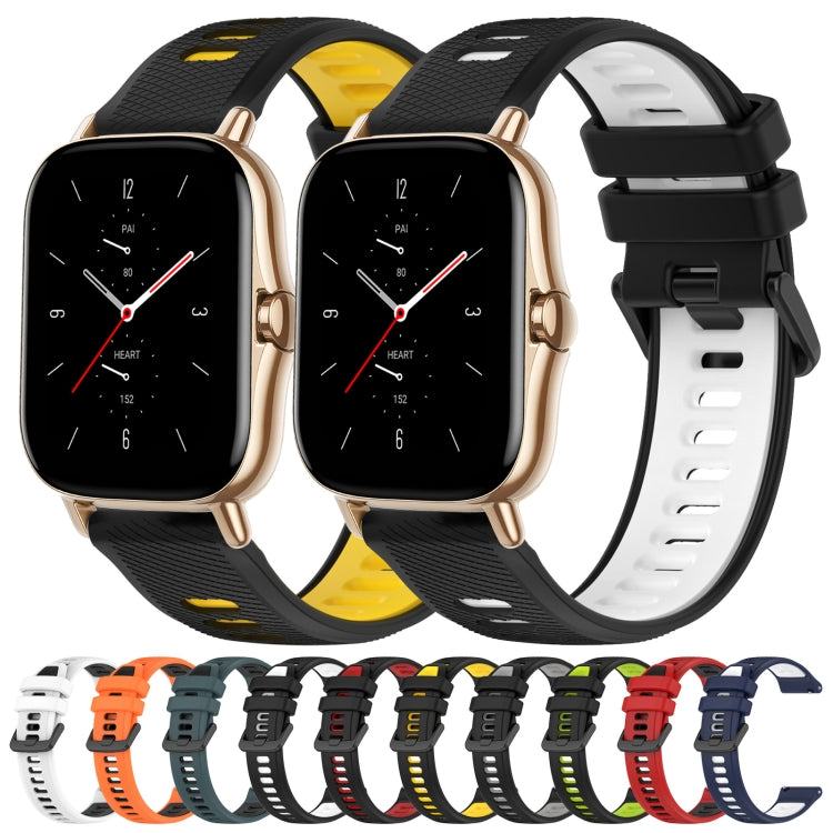 For Amazfit GTS 2 20mm Sports Two-Color Silicone Watch Band(Midnight Blue+White)