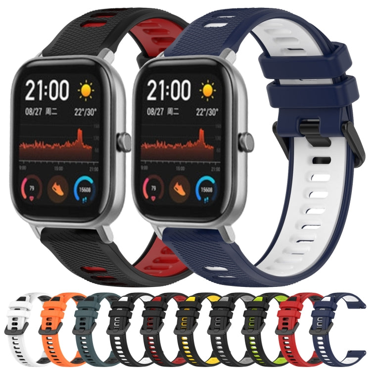 For Amazfit GTS 20mm Sports Two-Color Silicone Watch Band(Orange+Black)