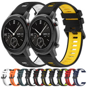 For Amazfit GTR 42mm 20mm Sports Two-Color Silicone Watch Band(Midnight Blue+White)