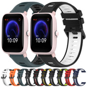 For Amazfit Pop Pro 20mm Sports Two-Color Silicone Watch Band(Midnight Blue+White)