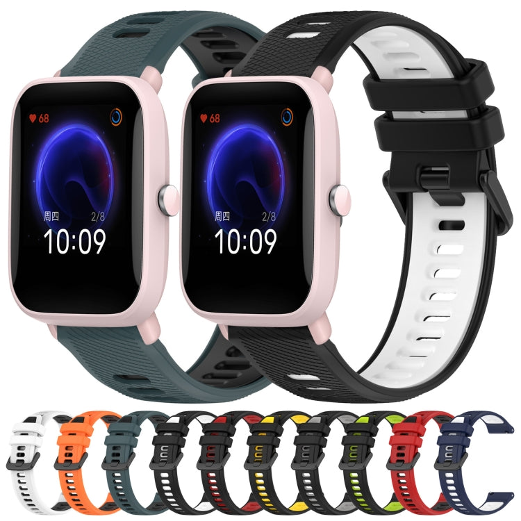 For Amazfit Pop Pro 20mm Sports Two-Color Silicone Watch Band(Red+Black)