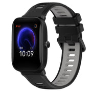 For Amazfit Pop 20mm Sports Two-Color Silicone Watch Band(Black+Grey)