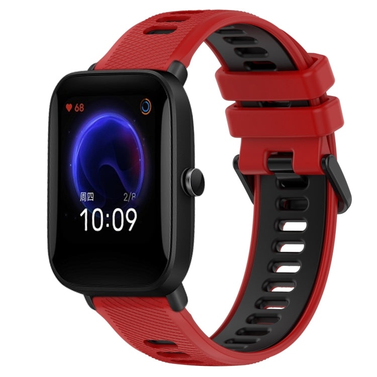 For Amazfit Pop 20mm Sports Two-Color Silicone Watch Band(Red+Black) -  by PMC TechLife | Online Shopping South Africa | PMC TechLife