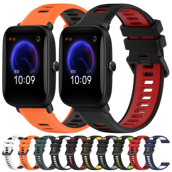 For Amazfit Pop 20mm Sports Two-Color Silicone Watch Band(Black+Grey)
