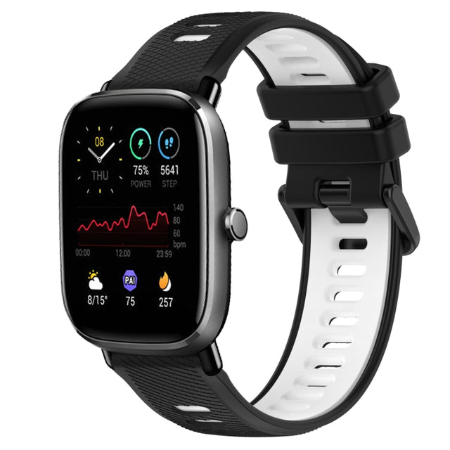 For Amazfit GTS 4 Mini 20mm Sports Two-Color Silicone Watch Band(Black+White)