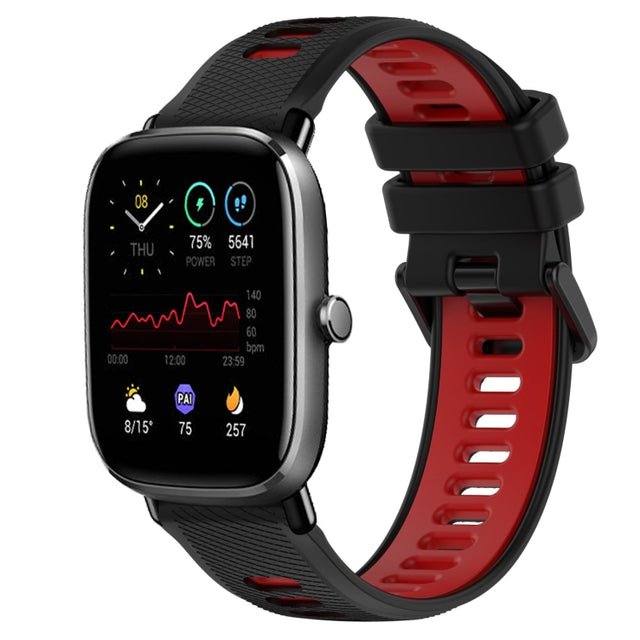 For Amazfit GTS 4 Mini 20mm Sports Two-Color Silicone Watch Band(Black+Red)