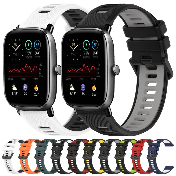 For Amazfit GTS 4 Mini 20mm Sports Two-Color Silicone Watch Band(Black+Red)