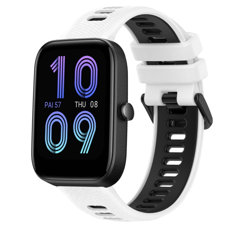 For Amazfit Bip3 20mm Sports Two-Color Silicone Watch Band(White+Black) -  by PMC TechLife | Online Shopping South Africa | PMC TechLife