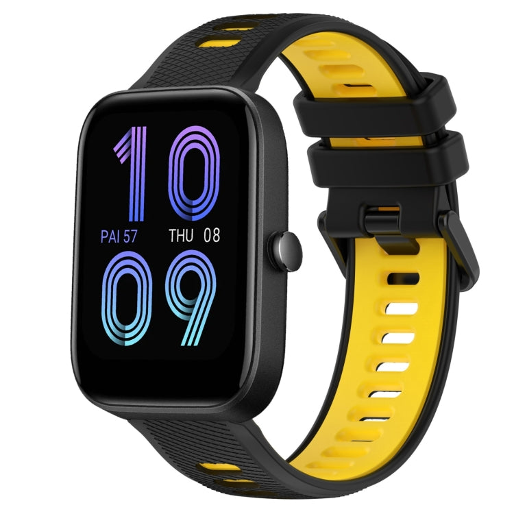 For Amazfit Bip3 20mm Sports Two-Color Silicone Watch Band(Black+Yellow) -  by PMC TechLife | Online Shopping South Africa | PMC TechLife