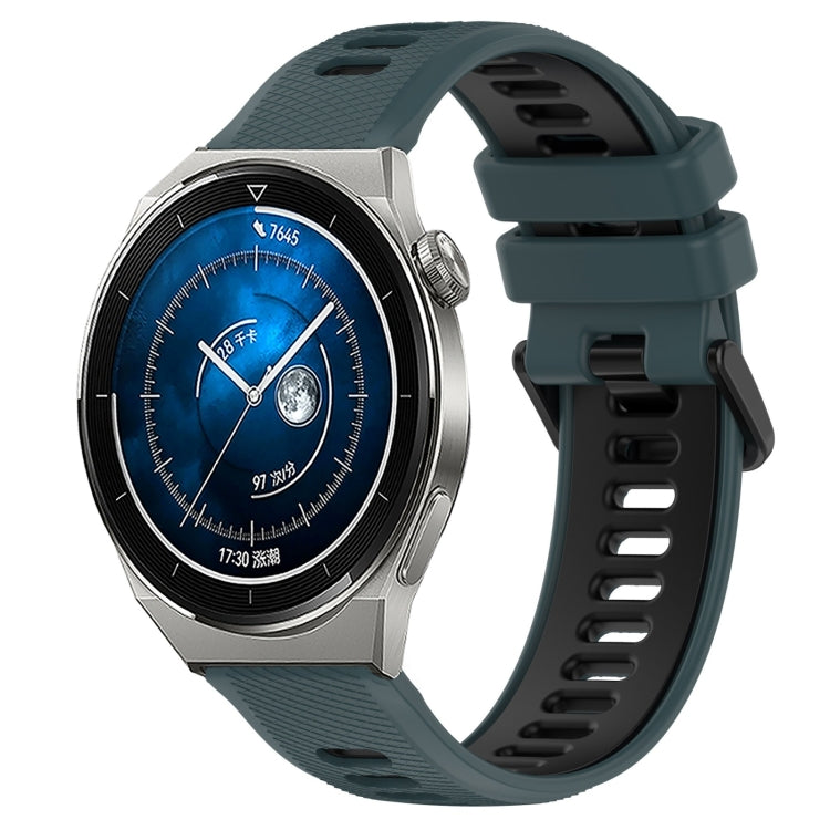 For Huawei Watch GT3 Pro 43mm 20mm Sports Two-Color Silicone Watch Band(Olive Green+Black) - Smart Wear by PMC TechLife | Online Shopping South Africa | PMC TechLife