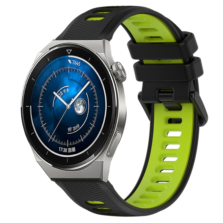 For Huawei Watch GT3 Pro 43mm 20mm Sports Two-Color Silicone Watch Band(Black+Green) - Smart Wear by PMC TechLife | Online Shopping South Africa | PMC TechLife