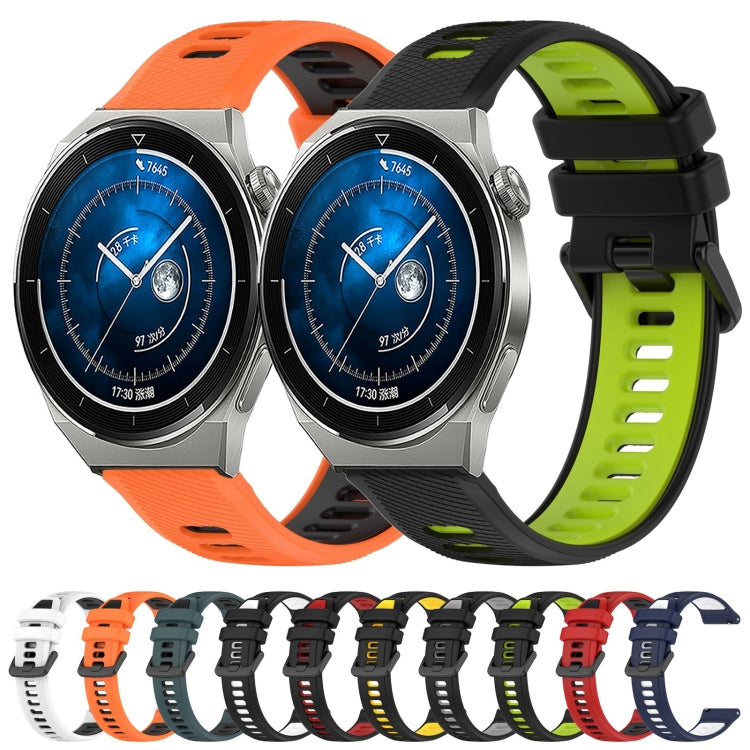 For Huawei Watch GT3 Pro 43mm 20mm Sports Two-Color Silicone Watch Band(Black+White) - Smart Wear by PMC TechLife | Online Shopping South Africa | PMC TechLife