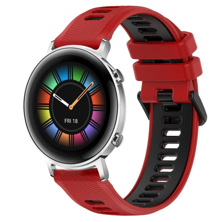 For Huawei Watch GT2 42mm 20mm Sports Two-Color Silicone Watch Band(Red+Black) - Smart Wear by PMC TechLife | Online Shopping South Africa | PMC TechLife