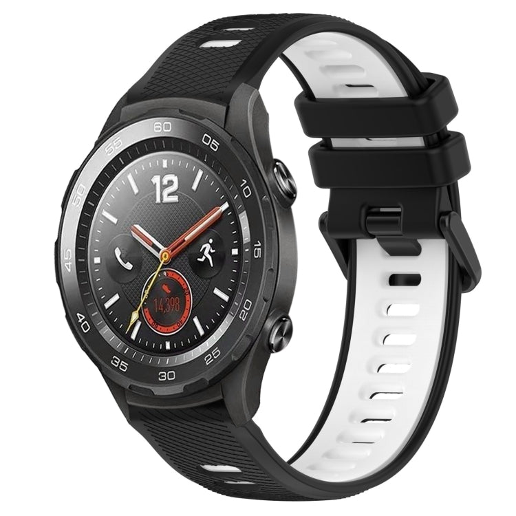 For Huawei Watch 2 20mm Sports Two-Color Silicone Watch Band(Black+White) -  by PMC TechLife | Online Shopping South Africa | PMC TechLife