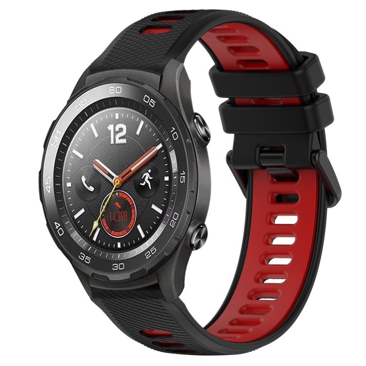 For Huawei Watch 2 20mm Sports Two-Color Silicone Watch Band(Black+Red) - Smart Wear by PMC TechLife | Online Shopping South Africa | PMC TechLife