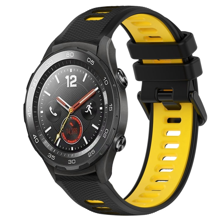 For Huawei Watch 2 20mm Sports Two-Color Silicone Watch Band(Black+Yellow) - Smart Wear by PMC TechLife | Online Shopping South Africa | PMC TechLife