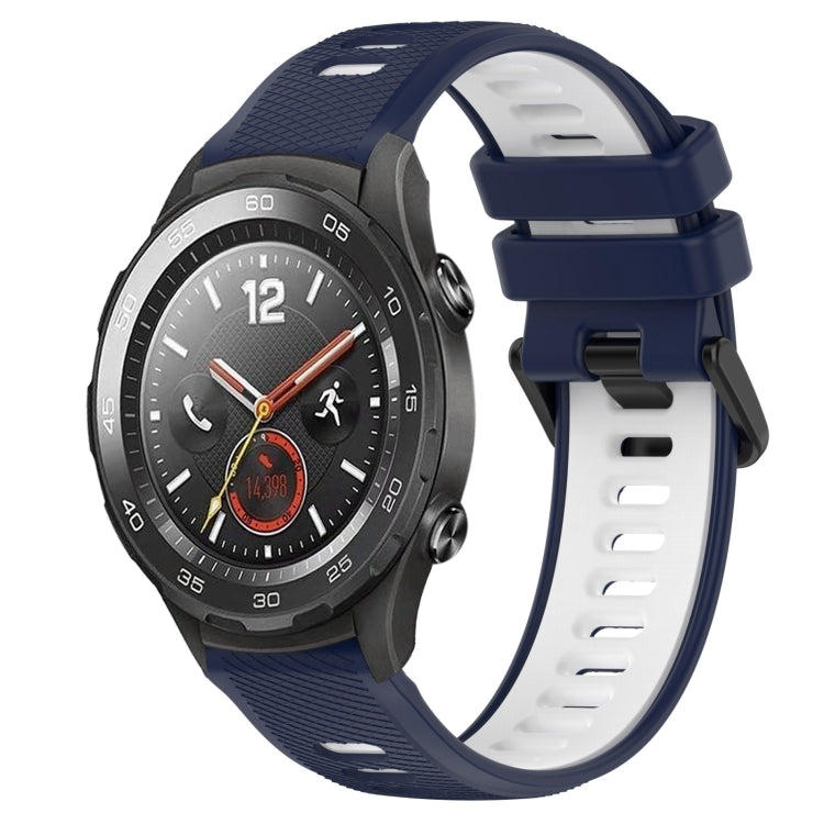 For Huawei Watch 2 20mm Sports Two-Color Silicone Watch Band(Midnight Blue+White) - Smart Wear by PMC TechLife | Online Shopping South Africa | PMC TechLife