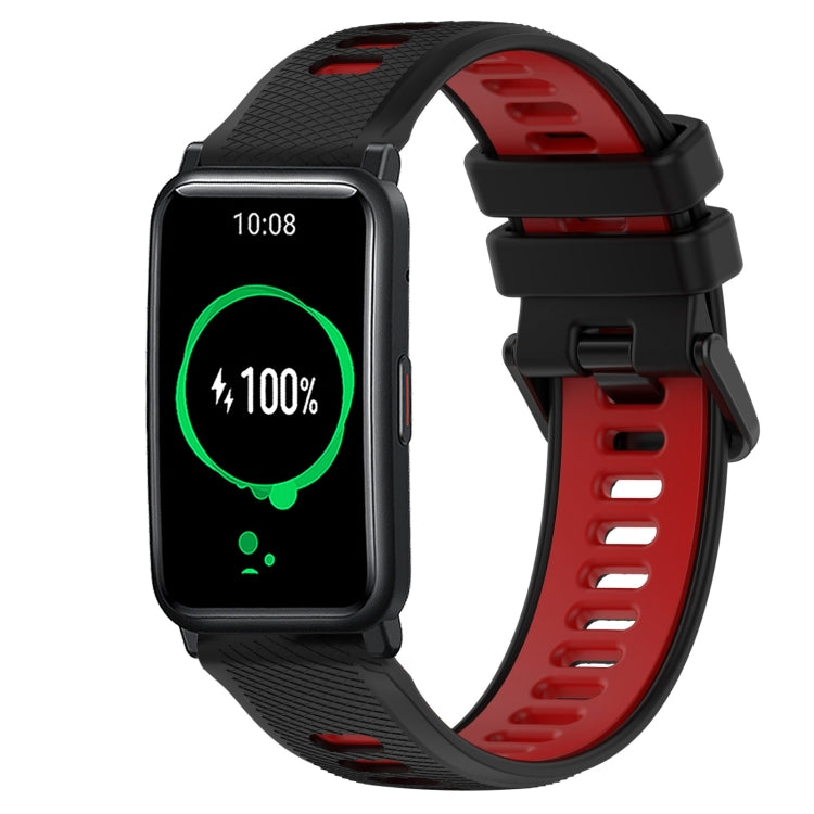 For Honor Watch ES 20mm Sports Two-Color Silicone Watch Band(Black+Red) - Smart Wear by PMC TechLife | Online Shopping South Africa | PMC TechLife