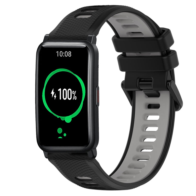 For Honor Watch ES 20mm Sports Two-Color Silicone Watch Band(Black+Grey) - Smart Wear by PMC TechLife | Online Shopping South Africa | PMC TechLife