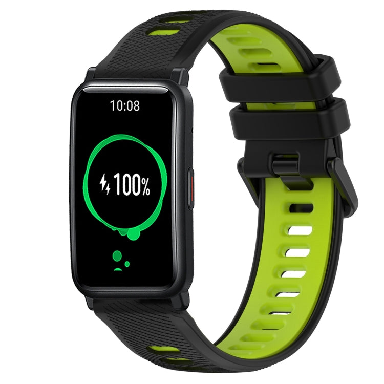 For Honor Watch ES 20mm Sports Two-Color Silicone Watch Band(Black+Green) -  by PMC TechLife | Online Shopping South Africa | PMC TechLife