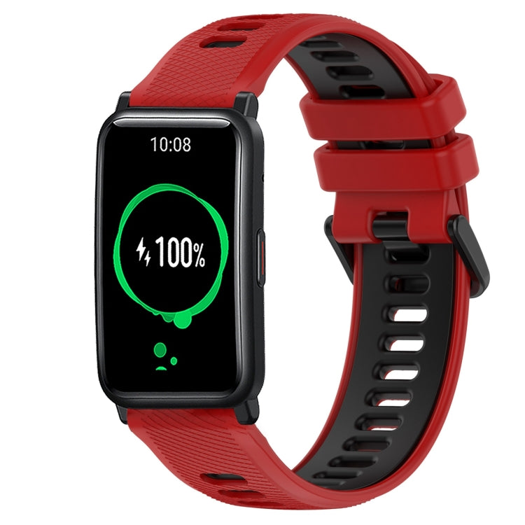 For Honor Watch ES 20mm Sports Two-Color Silicone Watch Band(Red+Black) - Smart Wear by PMC TechLife | Online Shopping South Africa | PMC TechLife