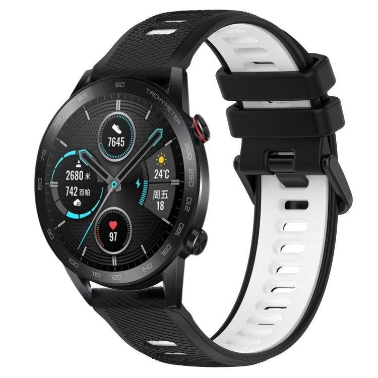 For Honor Magic Watch2 42mm 20mm Sports Two-Color Silicone Watch Band(Black+White) - Smart Wear by PMC TechLife | Online Shopping South Africa | PMC TechLife