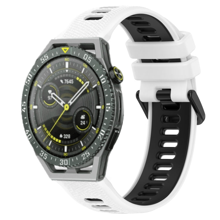 For Huawei Watch GT3 SE 22mm Sports Two-Color Silicone Watch Band(White+Black) - Smart Wear by PMC TechLife | Online Shopping South Africa | PMC TechLife