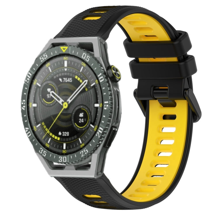 For Huawei Watch GT3 SE 22mm Sports Two-Color Silicone Watch Band(Black+Yellow) - Smart Wear by PMC TechLife | Online Shopping South Africa | PMC TechLife