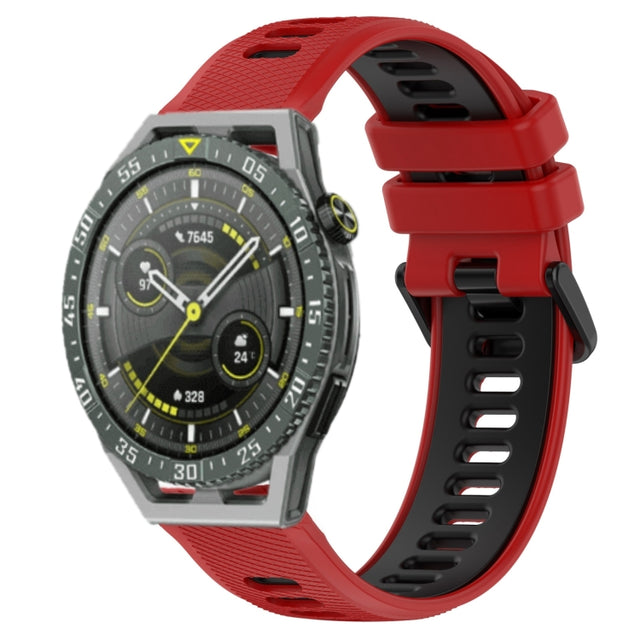 For Huawei Watch GT3 SE 22mm Sports Two-Color Silicone Watch Band(Red+Black)