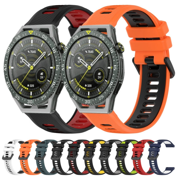 For Huawei Watch 3 22mm Sports Two-Color Silicone Watch Band(White+Black)