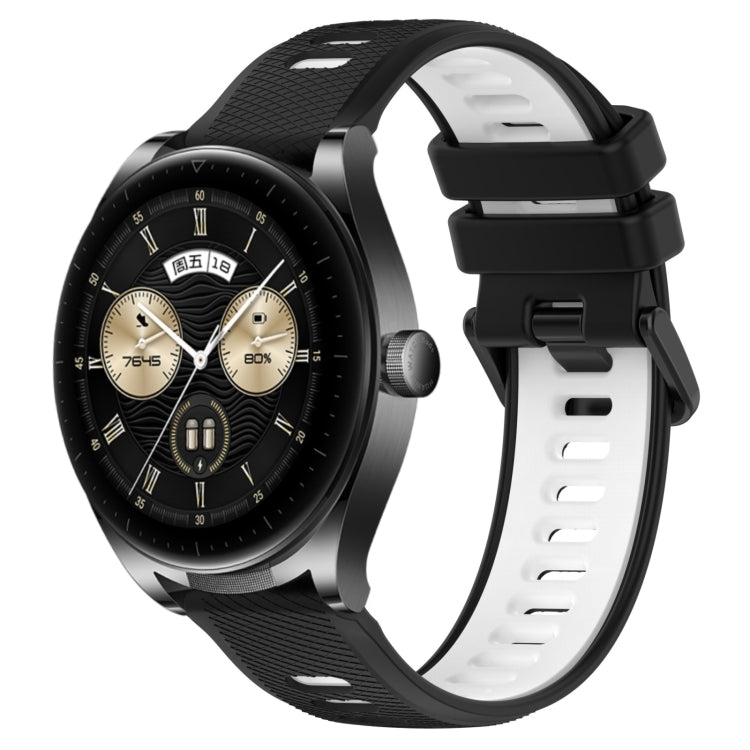 For Huawei Watch Buds 22mm Sports Two-Color Silicone Watch Band(Black+White) - Smart Wear by PMC TechLife | Online Shopping South Africa | PMC TechLife