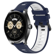 For Huawei Watch Buds 22mm Sports Two-Color Silicone Watch Band(Midnight Blue+White)