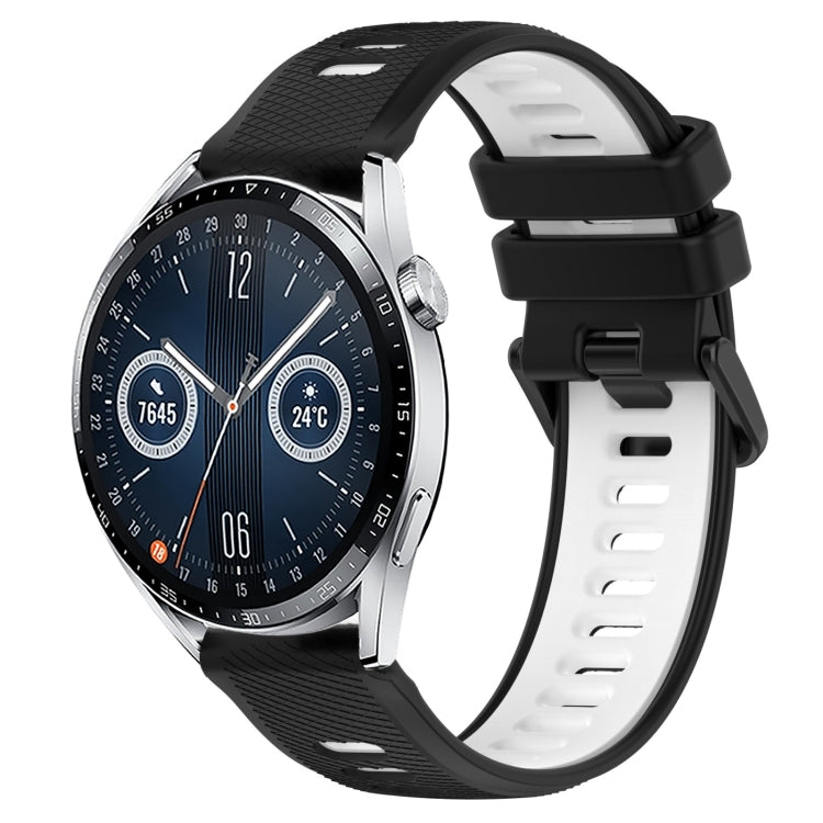 For Huawei Watch GT3 46mm 22mm Sports Two-Color Silicone Watch Band(Black+White) - Smart Wear by PMC TechLife | Online Shopping South Africa | PMC TechLife