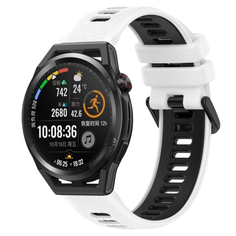 For Huawei Watch GT Runner 22mm Sports Two-Color Silicone Watch Band(White+Black) - Smart Wear by PMC TechLife | Online Shopping South Africa | PMC TechLife