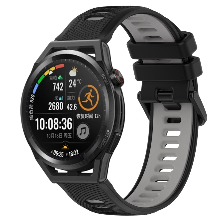 For Huawei Watch GT Runner 22mm Sports Two-Color Silicone Watch Band(Black+Grey) - Smart Wear by PMC TechLife | Online Shopping South Africa | PMC TechLife