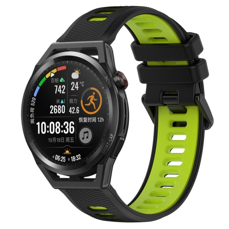 For Huawei Watch GT Runner 22mm Sports Two-Color Silicone Watch Band(Black+Green) - Smart Wear by PMC TechLife | Online Shopping South Africa | PMC TechLife