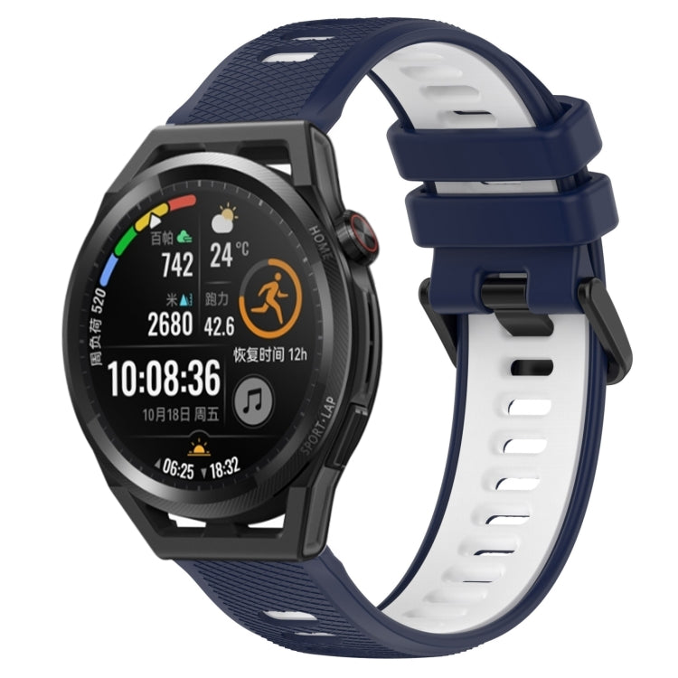 For Huawei Watch GT Runner 22mm Sports Two-Color Silicone Watch Band(Midnight Blue+White) - Smart Wear by PMC TechLife | Online Shopping South Africa | PMC TechLife
