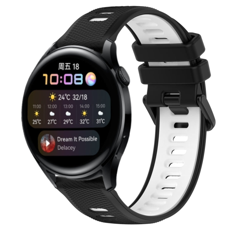 For Huawei Watch 3 22mm Sports Two-Color Silicone Watch Band(Black+White) - Smart Wear by PMC TechLife | Online Shopping South Africa | PMC TechLife