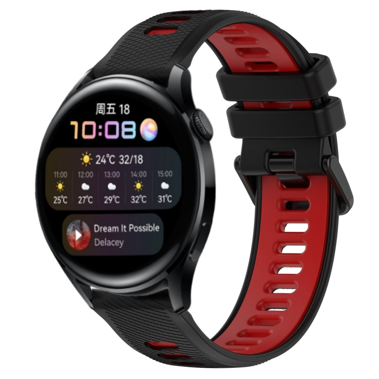 For Huawei Watch 3 22mm Sports Two-Color Silicone Watch Band(Black+Red) - Smart Wear by PMC TechLife | Online Shopping South Africa | PMC TechLife