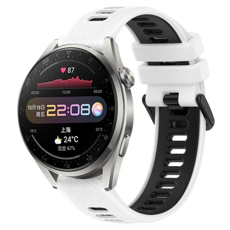 For Huawei Watch 3 Pro 22mm Sports Two-Color Silicone Watch Band(White+Black) - Smart Wear by PMC TechLife | Online Shopping South Africa | PMC TechLife