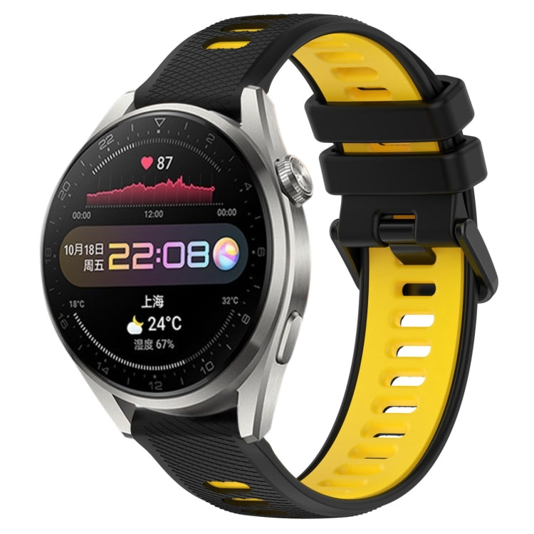 For Huawei Watch 3 Pro 22mm Sports Two-Color Silicone Watch Band(Black+Yellow) - Smart Wear by PMC TechLife | Online Shopping South Africa | PMC TechLife