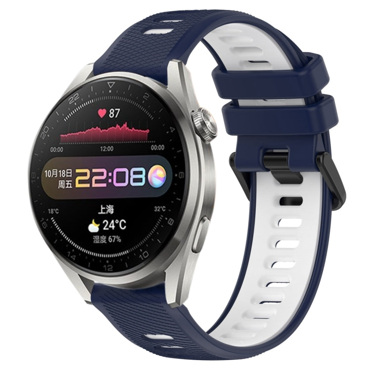 For Huawei Watch 3 Pro 22mm Sports Two-Color Silicone Watch Band(Midnight Blue+White) - Smart Wear by PMC TechLife | Online Shopping South Africa | PMC TechLife