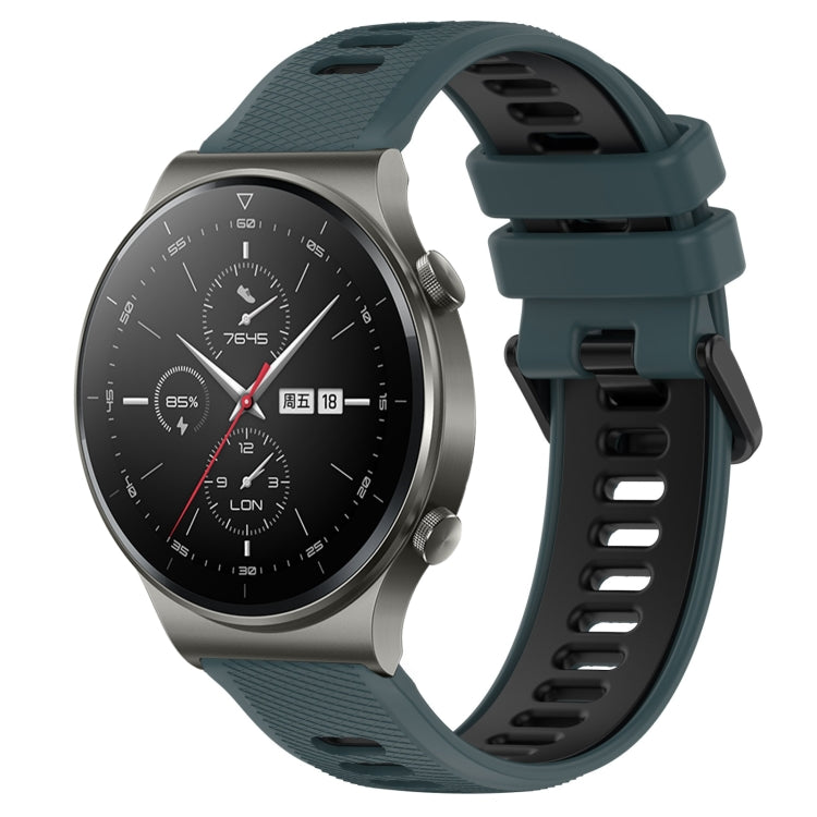 For Huawei GT2 Pro 22mm Sports Two-Color Silicone Watch Band(Olive Green+Black) - Smart Wear by PMC TechLife | Online Shopping South Africa | PMC TechLife