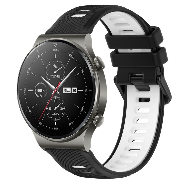 For Huawei GT2 Pro 22mm Sports Two-Color Silicone Watch Band(Black+White) - Smart Wear by PMC TechLife | Online Shopping South Africa | PMC TechLife