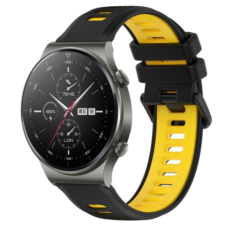 For Huawei GT2 Pro 22mm Sports Two-Color Silicone Watch Band(Black+Yellow) - Smart Wear by PMC TechLife | Online Shopping South Africa | PMC TechLife