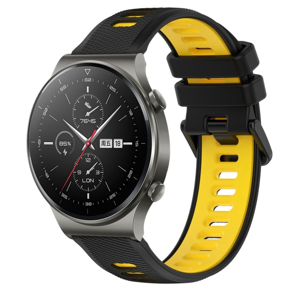 For Huawei GT2 Pro 22mm Sports Two-Color Silicone Watch Band(Black+Yellow)