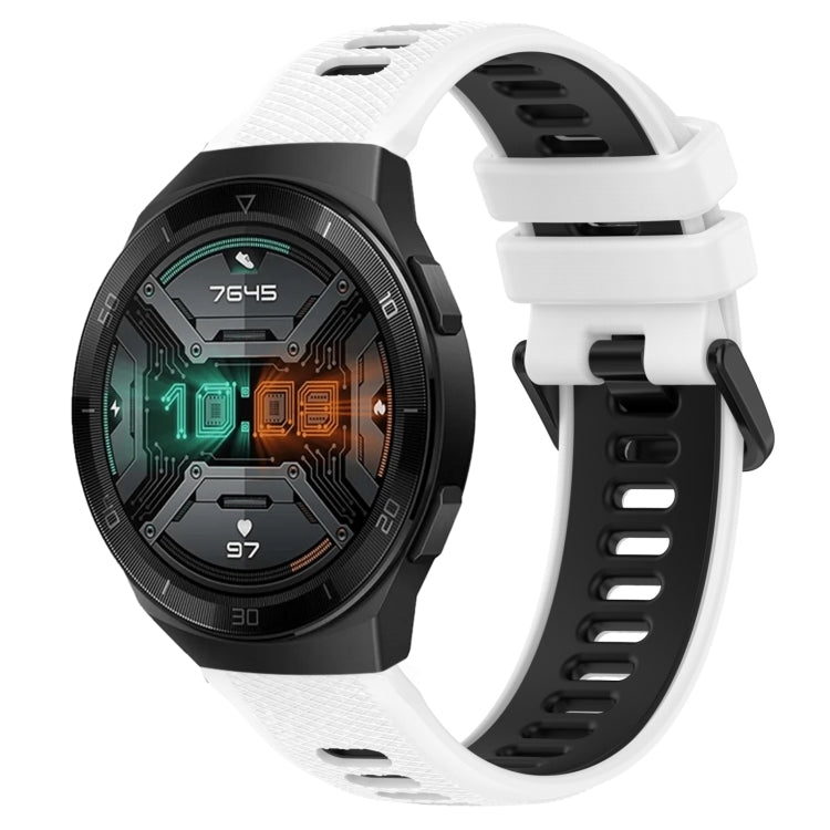 For Huawei Watch GT 2E 22mm Sports Two-Color Silicone Watch Band(White+Black) - Smart Wear by PMC TechLife | Online Shopping South Africa | PMC TechLife