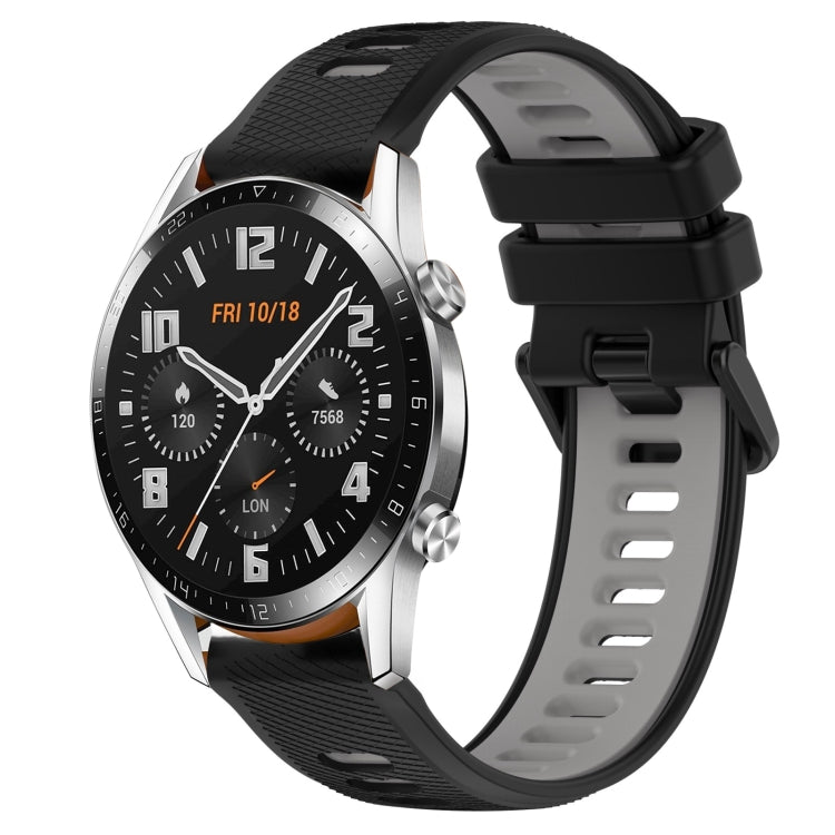 For Huawei GT2 46mm 22mm Sports Two-Color Silicone Watch Band(Black+Grey) - Smart Wear by PMC TechLife | Online Shopping South Africa | PMC TechLife
