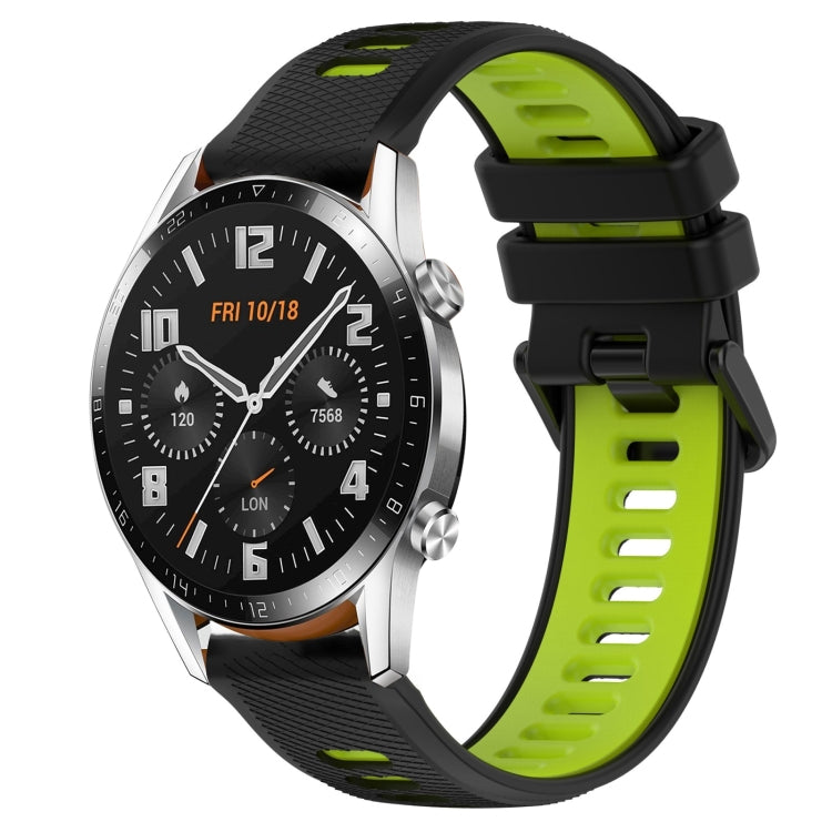 For Huawei GT2 46mm 22mm Sports Two-Color Silicone Watch Band(Black+Green) - Smart Wear by PMC TechLife | Online Shopping South Africa | PMC TechLife
